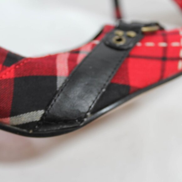 Vintage Y2K Pointed Toe High Heels Red Tartan Plaid Size 7 1/2 Punk & Emo Goth - Picture 5 of 15